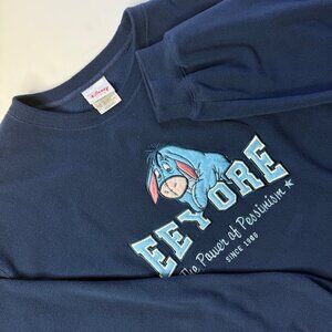 Disney Store Sweatshirt Unisex XL Blue Eeyore Power of Pessimism 90s Y2K Pooh